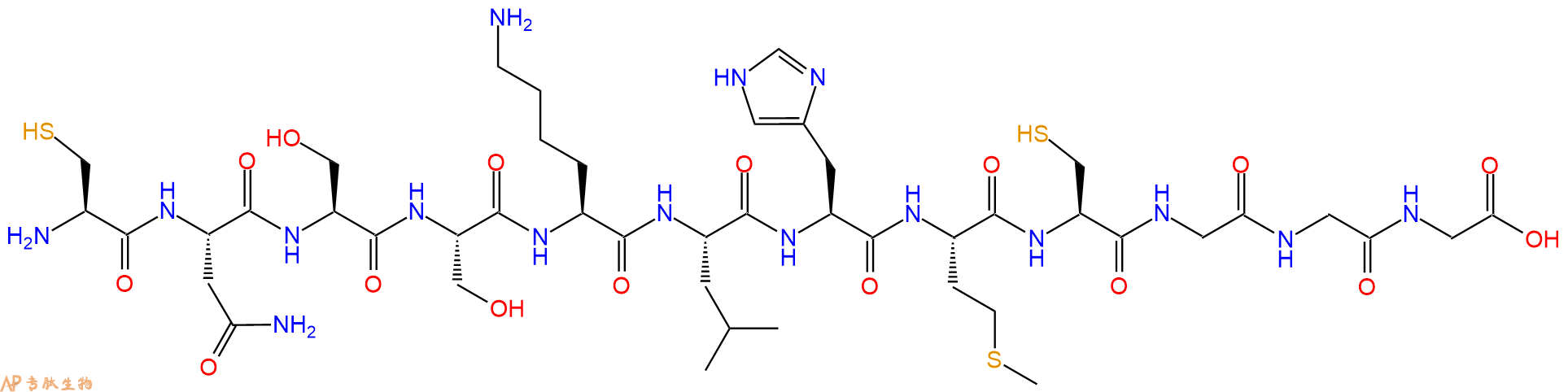 专肽生物产品H2N-Cys-Asn-Ser-Ser-Lys-Leu-His-Met-Cys-Gly-Gly-Gly-OH