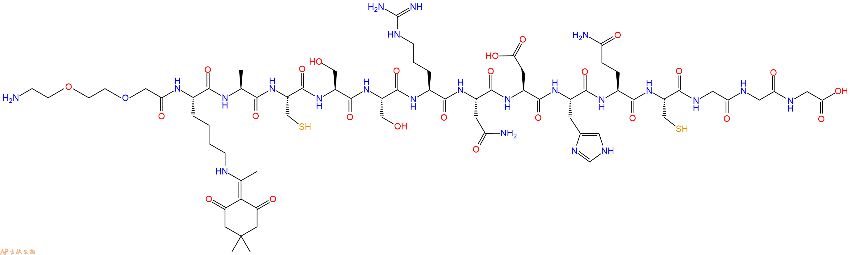 专肽生物产品PEG2-Lys(Dde)-Ala-Cys-Ser-Ser-Arg-Asn-Asp-His-Gln-Cys-Gly-Gly-Gly