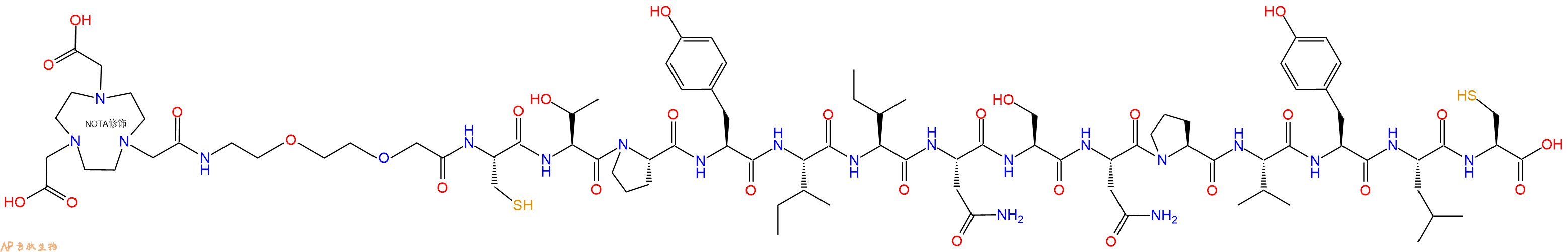 专肽生物产品NOTA-PEG2-Cys-Thr-Pro-Tyr-Ile-Ile-Asn-Ser-Asn-Pro-Val-Tyr-Leu-Cys