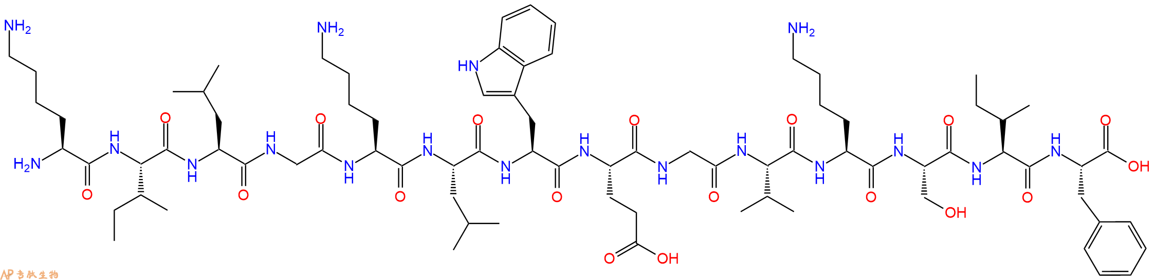 专肽生物产品H2N-Lys-Ile-Leu-Gly-Lys-Leu-Trp-Glu-Gly-Val-Lys-Ser-Ile-Phe-OH