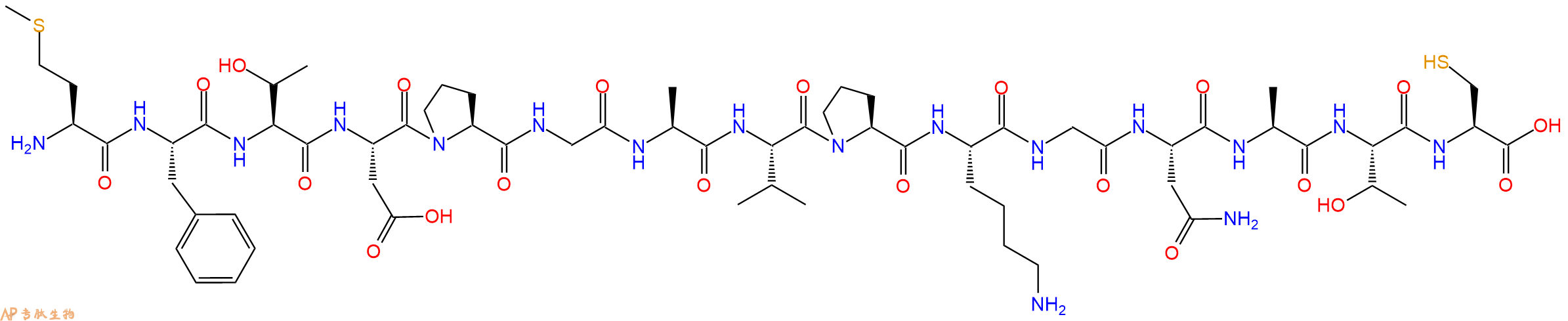 专肽生物产品H2N-Met-Phe-Thr-Asp-Pro-Gly-Ala-Val-Pro-Lys-Gly-Asn-Ala-Thr-Cys-OH