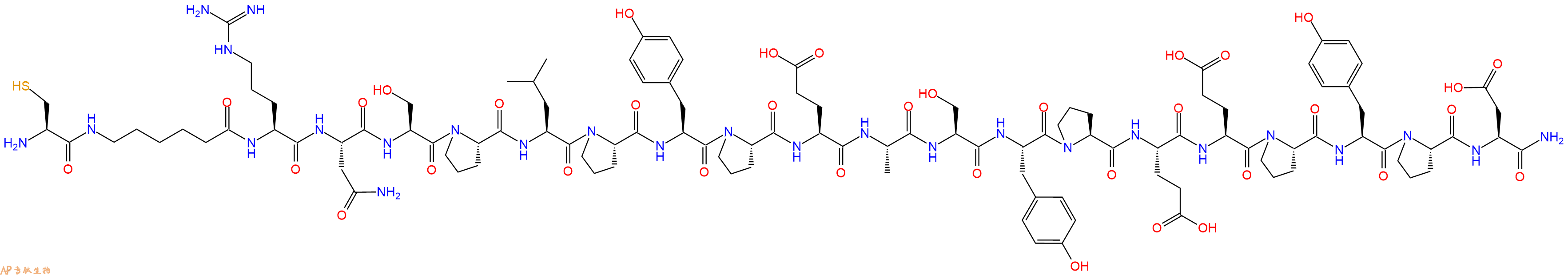 专肽生物产品H2N-Cys-Ahx-Arg-Asn-Ser-Pro-Leu-Pro-Tyr-Pro-Glu-Ala-Ser-Tyr-Pro-Glu-Glu-Pro-Tyr-Pro-Asp-CONH2
