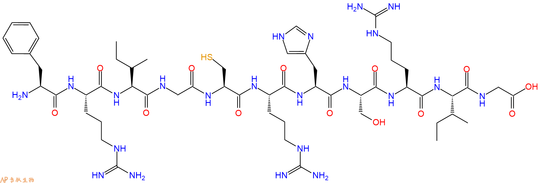 专肽生物产品H2N-Phe-Arg-Ile-Gly-Cys-Arg-His-Ser-Arg-Ile-Gly-OH