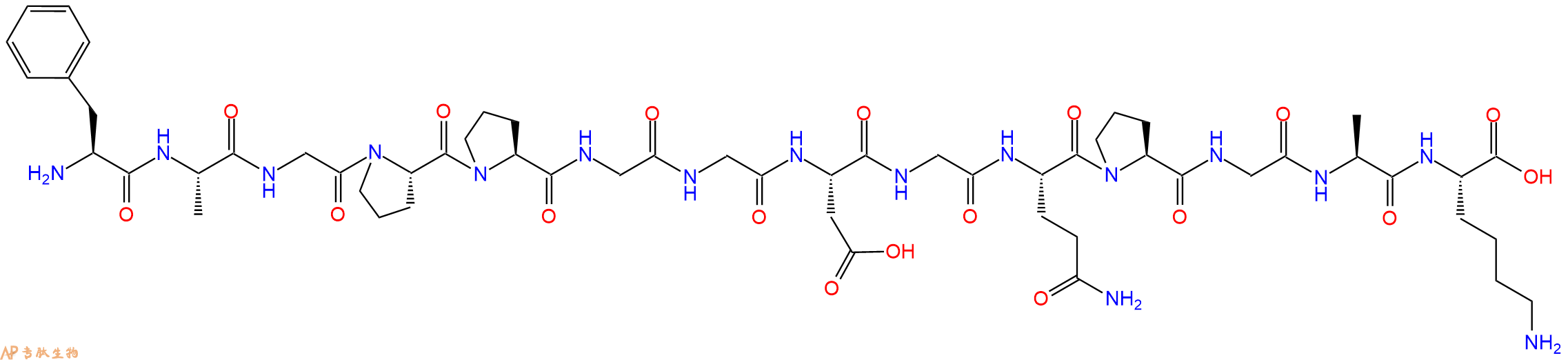 专肽生物产品H2N-Phe-Ala-Gly-Pro-Pro-Gly-Gly-Asp-Gly-Gln-Pro-Gly-Ala-Lys-OH