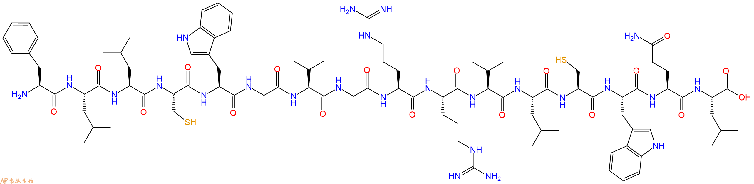 专肽生物产品H2N-Phe-Leu-Leu-Cys-Trp-Gly-Val-Gly-Arg-Arg-Val-Leu-Cys-Trp-Gln-Leu-OH