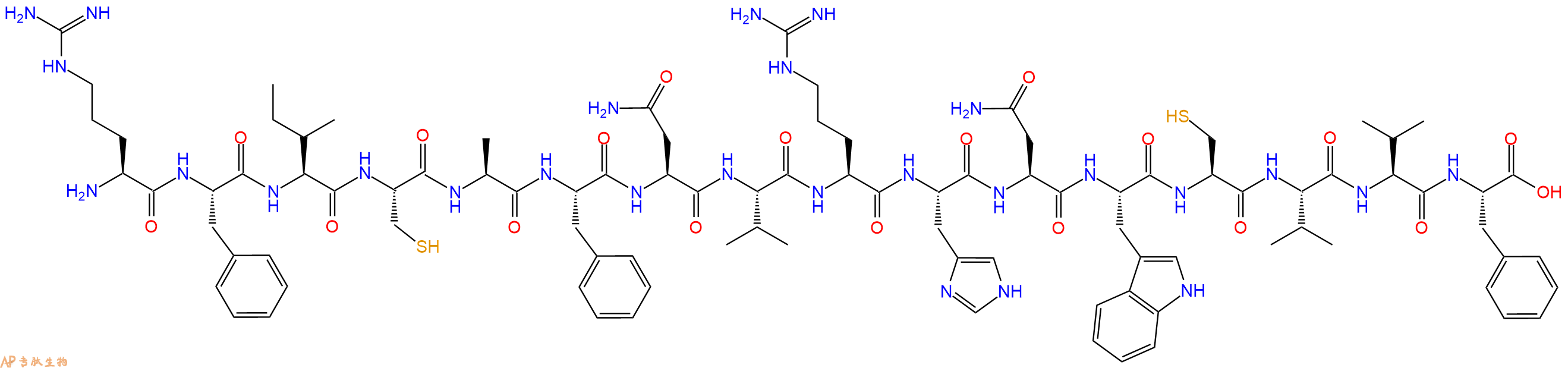 专肽生物产品H2N-Arg-Phe-Ile-Cys-Ala-Phe-Asn-Val-Arg-His-Asn-Trp-Cys-Val-Val-Phe-OH