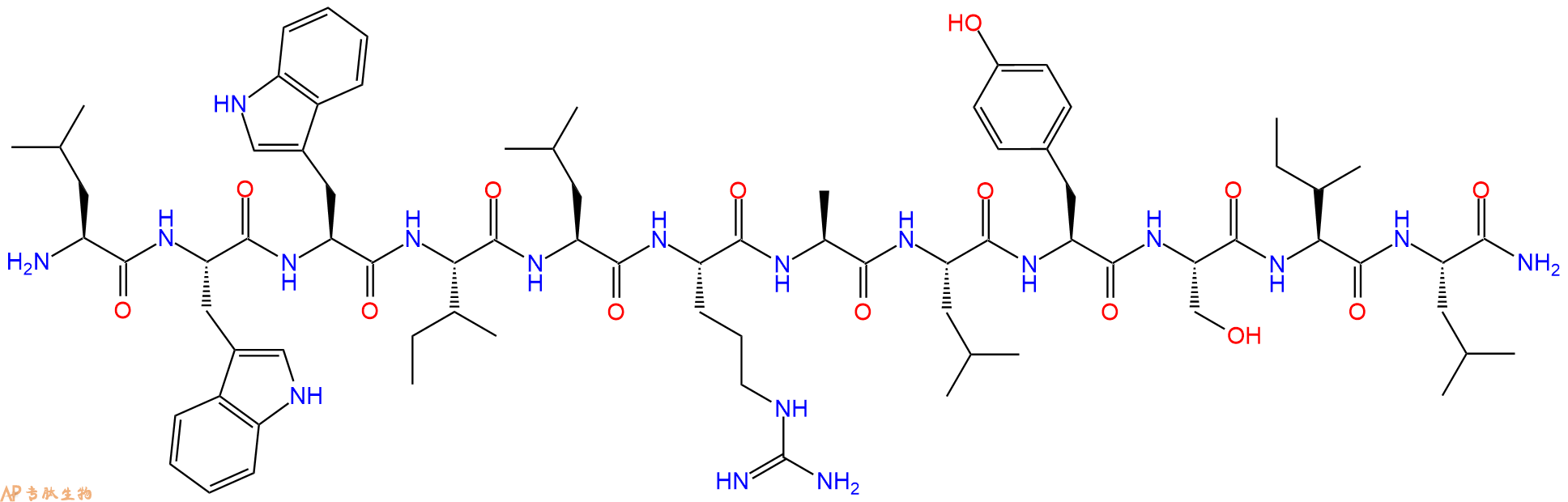 专肽生物产品H2N-Leu-Trp-Trp-Ile-Leu-Arg-Ala-Leu-Tyr-Ser-Ile-Leu-CONH2