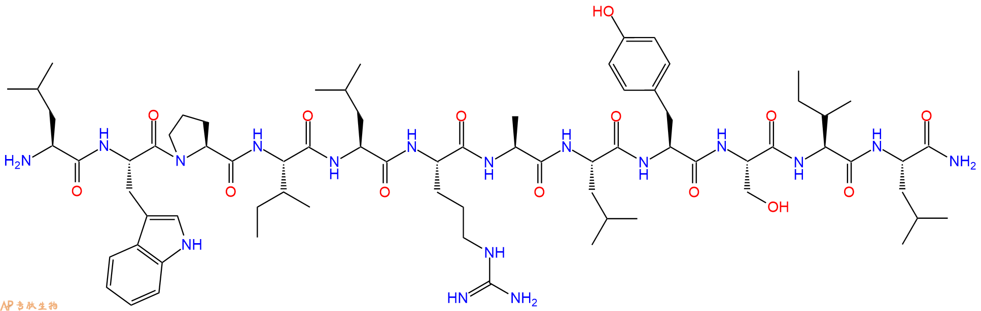 专肽生物产品H2N-Leu-Trp-Pro-Ile-Leu-Arg-Ala-Leu-Tyr-Ser-Ile-Leu-CONH2