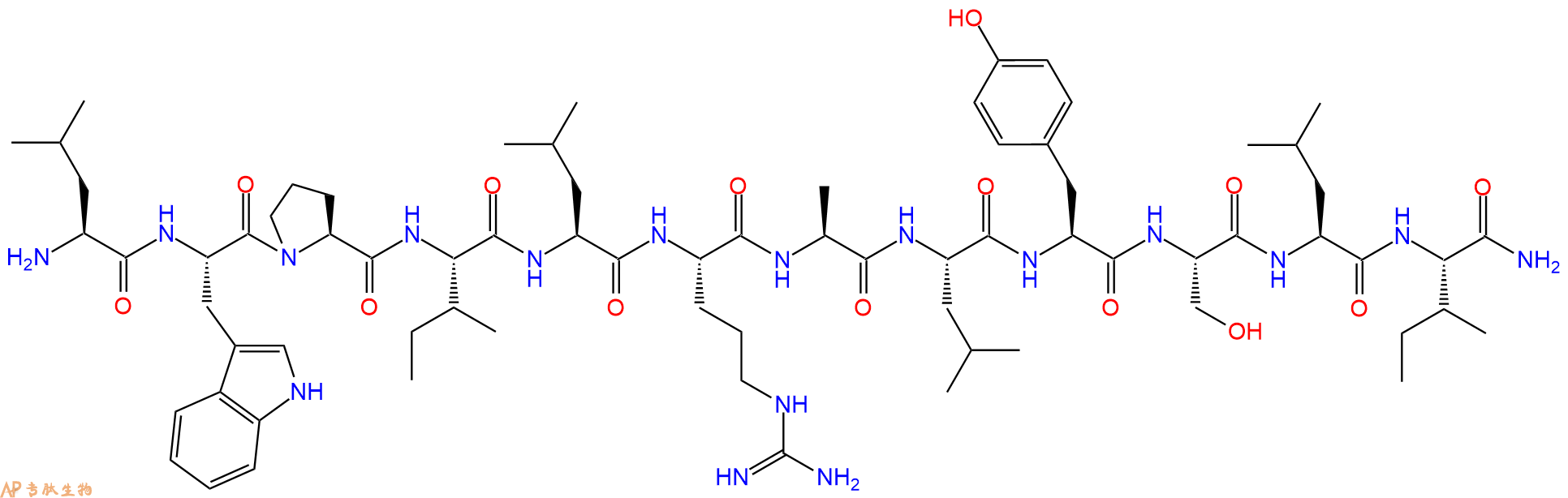 专肽生物产品H2N-Leu-Trp-Pro-Ile-Leu-Arg-Ala-Leu-Tyr-Ser-Leu-Ile-CONH2