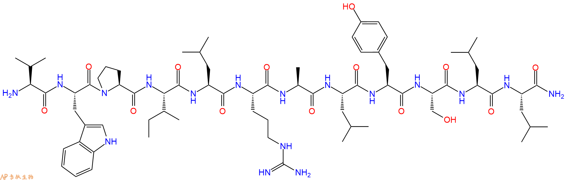 专肽生物产品H2N-Val-Trp-Pro-Ile-Leu-Arg-Ala-Leu-Tyr-Ser-Leu-Leu-CONH2