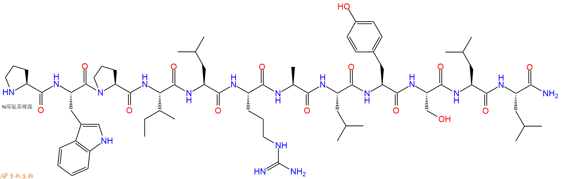 专肽生物产品H2N-Pro-Trp-Pro-Ile-Leu-Arg-Ala-Leu-Tyr-Ser-Leu-Leu-CONH2