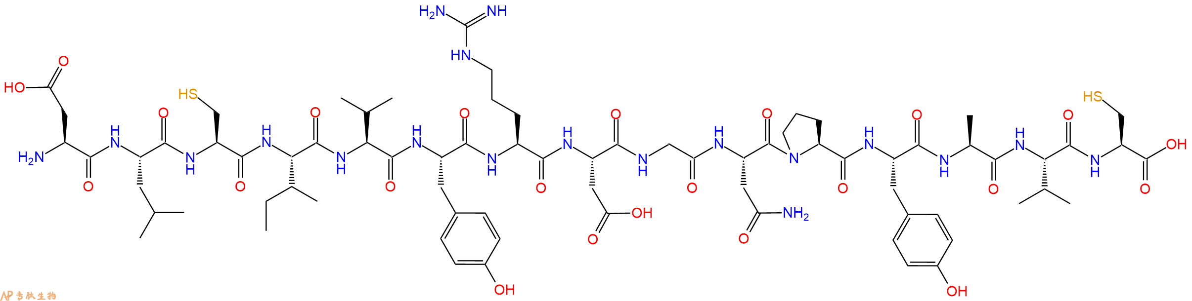 专肽生物产品H2N-Asp-Leu-Cys-Ile-Val-Tyr-Arg-Asp-Gly-Asn-Pro-Tyr-Ala-Val-Cys-OH