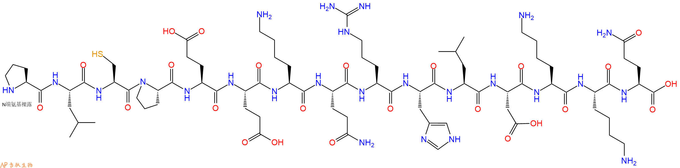 专肽生物产品H2N-Pro-Leu-Cys-Pro-Glu-Glu-Lys-Gln-Arg-His-Leu-Asp-Lys-Lys-Gln-OH