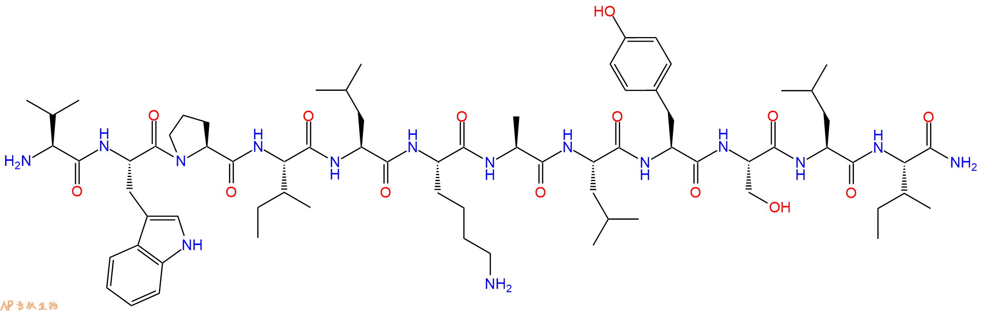 专肽生物产品H2N-Val-Trp-Pro-Ile-Leu-Lys-Ala-Leu-Tyr-Ser-Leu-Ile-CONH2