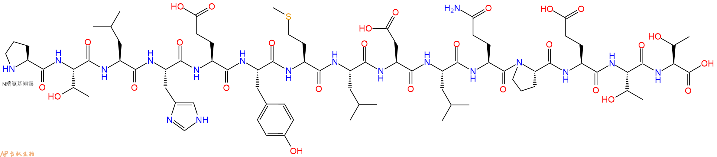 专肽生物产品H2N-Pro-Thr-Leu-His-Glu-Tyr-Met-Leu-Asp-Leu-Gln-Pro-Glu-Thr-Thr-OH