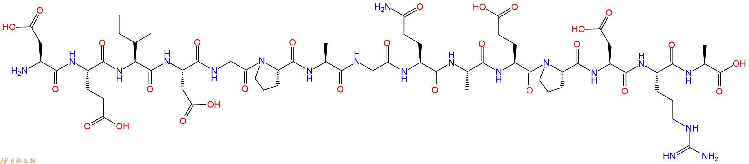 专肽生物产品H2N-Asp-Glu-Ile-Asp-Gly-Pro-Ala-Gly-Gln-Ala-Glu-Pro-Asp-Arg-Ala-OH