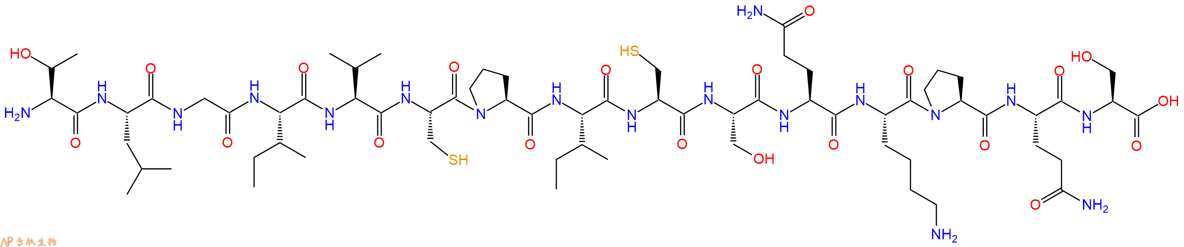 专肽生物产品H2N-Thr-Leu-Gly-Ile-Val-Cys-Pro-Ile-Cys-Ser-Gln-Lys-Pro-Gln-Ser-OH