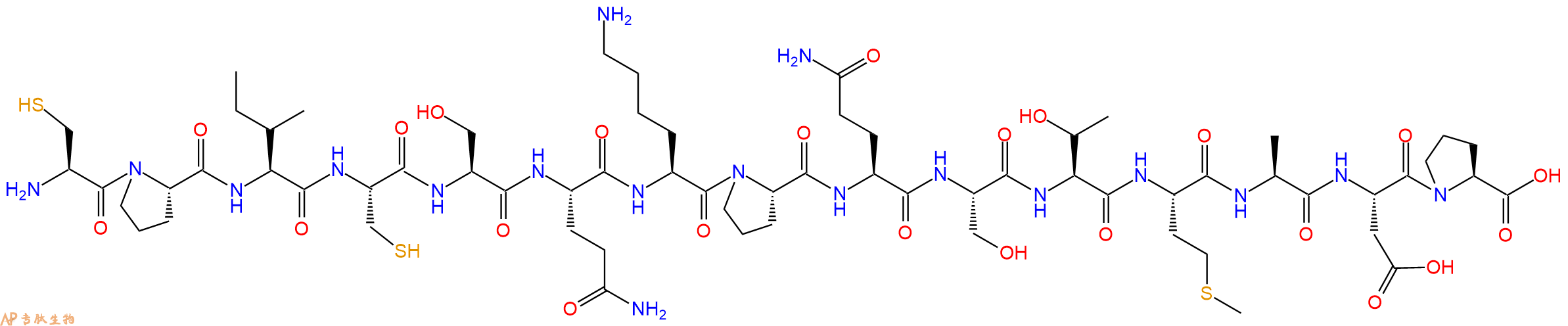 专肽生物产品H2N-Cys-Pro-Ile-Cys-Ser-Gln-Lys-Pro-Gln-Ser-Thr-Met-Ala-Asp-Pro-OH