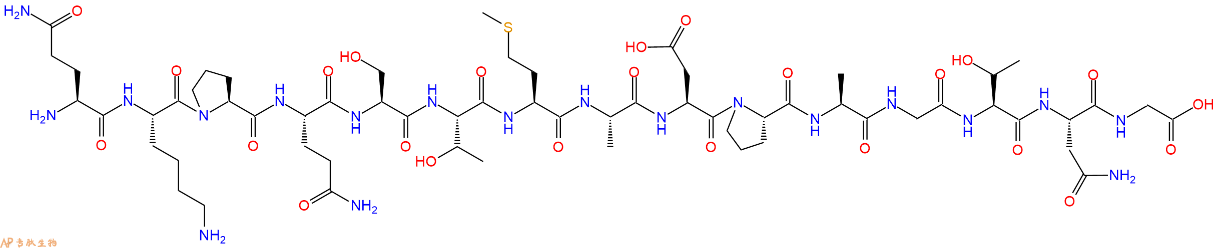 专肽生物产品H2N-Gln-Lys-Pro-Gln-Ser-Thr-Met-Ala-Asp-Pro-Ala-Gly-Thr-Asn-Gly-OH