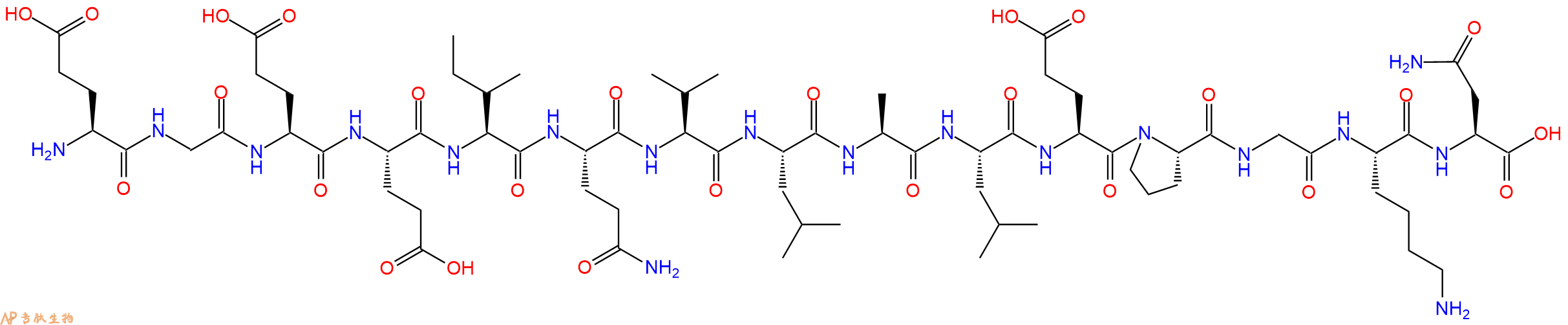 专肽生物产品H2N-Glu-Gly-Glu-Glu-Ile-Gln-Val-Leu-Ala-Leu-Glu-Pro-Gly-Lys-Asn-OH