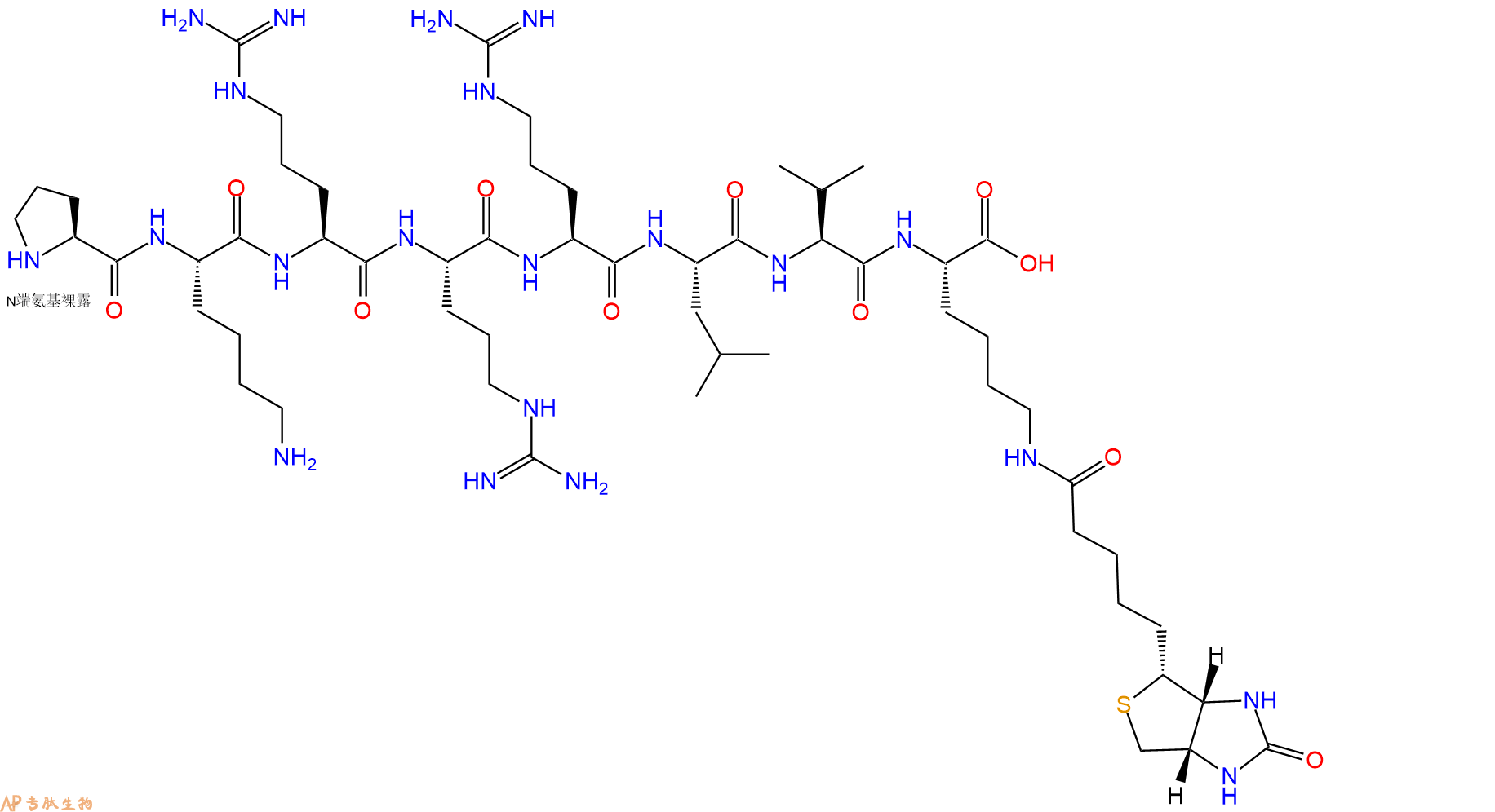 专肽生物产品H2N-Pro-Lys-Arg-Arg-Arg-Leu-Val-Lys(Biotin)-OH