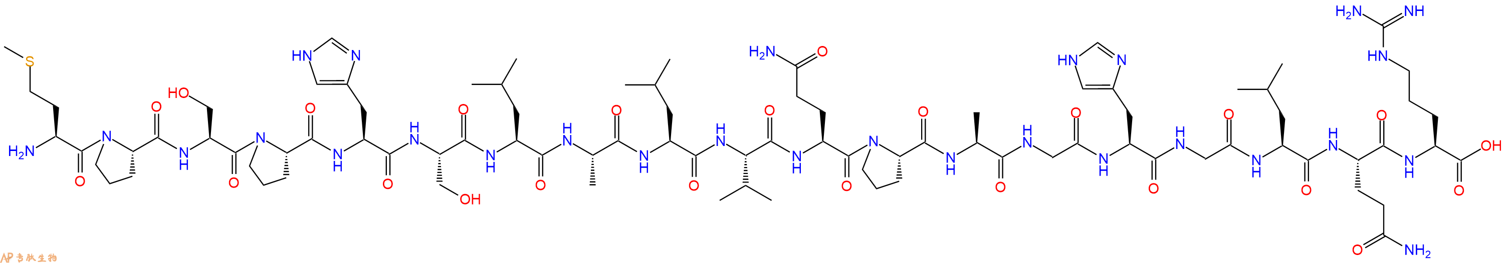 专肽生物产品H2N-Met-Pro-Ser-Pro-His-Ser-Leu-Ala-Leu-Val-Gln-Pro-Ala-Gly-His-Gly-Leu-Gln-Arg-OH