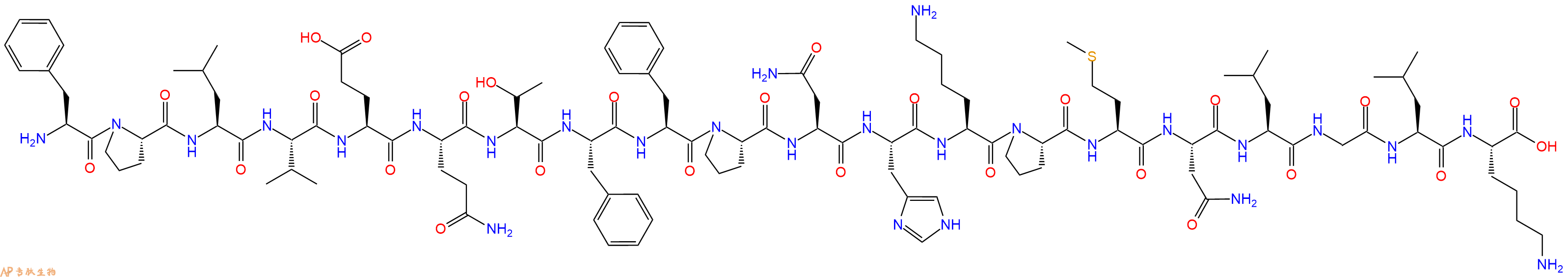 专肽生物产品H2N-Phe-Pro-Leu-Val-Glu-Gln-Thr-Phe-Phe-Pro-Asn-His-Lys-Pro-Met-Asn-Leu-Gly-Leu-Lys-OH