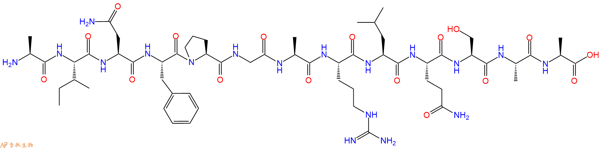 专肽生物产品H2N-Ala-Ile-Asn-Phe-Pro-Gly-Ala-Arg-Leu-Gln-Ser-Ala-Ala-OH
