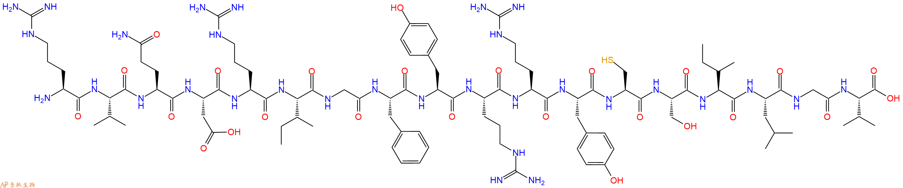 专肽生物产品H2N-Arg-Val-Gln-Asp-Arg-Ile-Gly-Phe-Tyr-Arg-Arg-Tyr-Cys-Ser-Ile-Leu-Gly-Val-OH