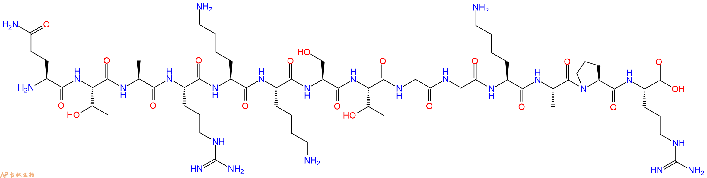 专肽生物产品H2N-Gln-Thr-Ala-Arg-Lys-Lys-Ser-Thr-Gly-Gly-Lys-Ala-Pro-Arg-OH