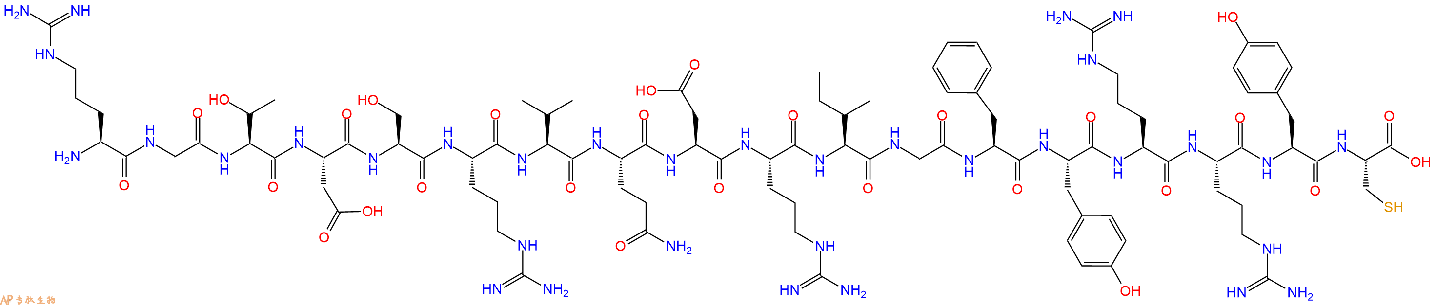 专肽生物产品H2N-Arg-Gly-Thr-Asp-Ser-Arg-Val-Gln-Asp-Arg-Ile-Gly-Phe-Tyr-Arg-Arg-Tyr-Cys-OH