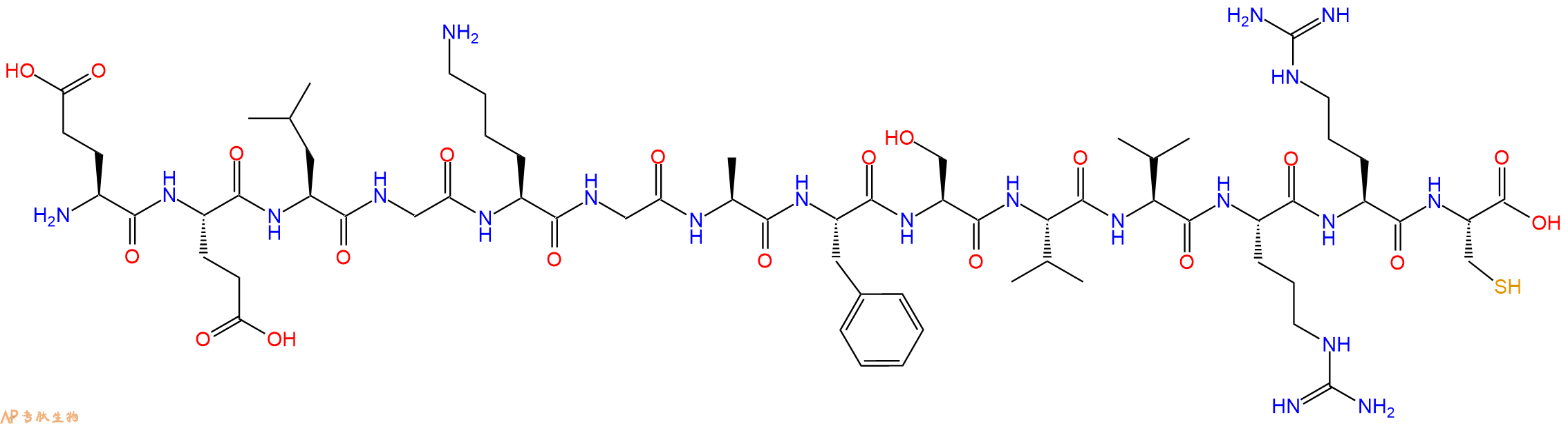专肽生物产品H2N-Glu-Glu-Leu-Gly-Lys-Gly-Ala-Phe-Ser-Val-Val-Arg-Arg-Cys-OH