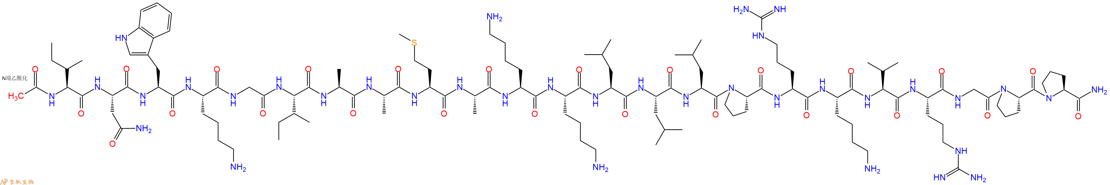 专肽生物产品Ac-Ile-Asn-Trp-Lys-Gly-Ile-Ala-Ala-Met-Ala-Lys-Lys-Leu-Leu-Leu-Pro-Arg-Lys-Val-Arg-Gly-Pro-Pro-CONH2
