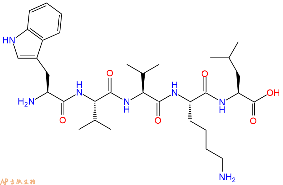 专肽生物产品H2N-Trp-Val-Val-Lys-Leu-OH