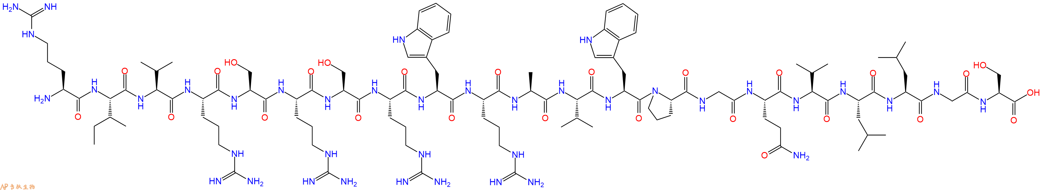 专肽生物产品H2N-Arg-Ile-Val-Arg-Ser-Arg-Ser-Arg-Trp-Arg-Ala-Val-Trp-Pro-Gly-Gln-Val-Leu-Leu-Gly-Ser-OH