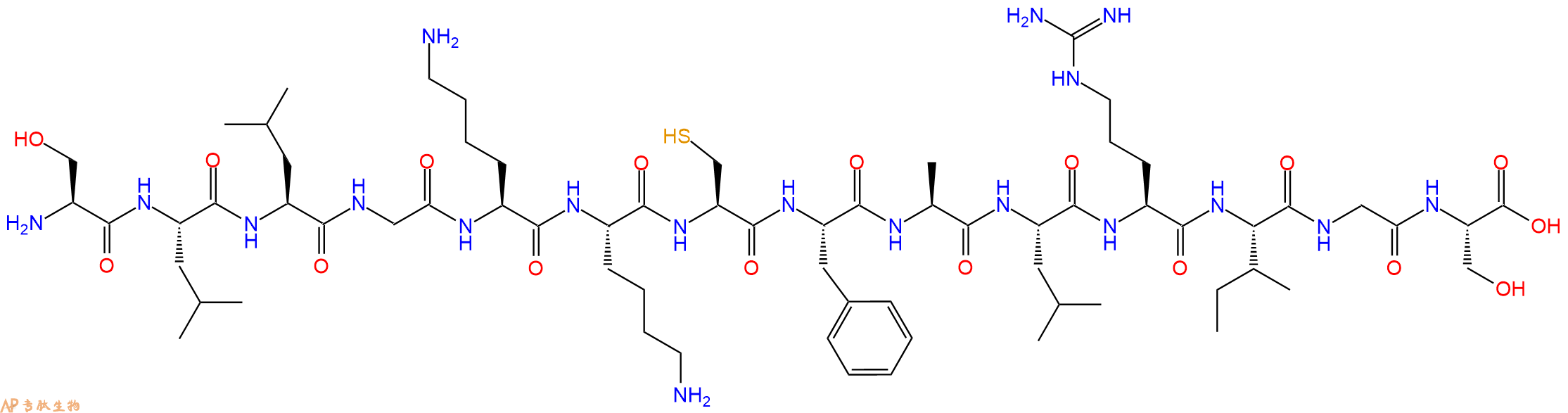 专肽生物产品H2N-Ser-Leu-Leu-Gly-Lys-Lys-Cys-Phe-Ala-Leu-Arg-Ile-Gly-Ser-OH