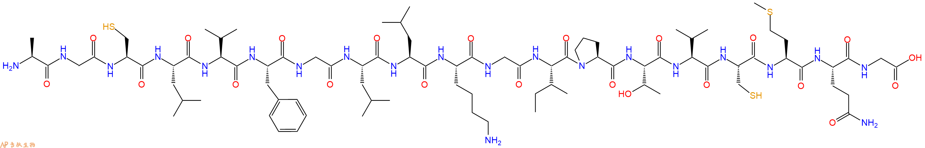 专肽生物产品H2N-Ala-Gly-Cys-Leu-Val-Phe-Gly-Leu-Leu-Lys-Gly-Ile-Pro-Thr-Val-Cys-Met-Gln-Gly-OH