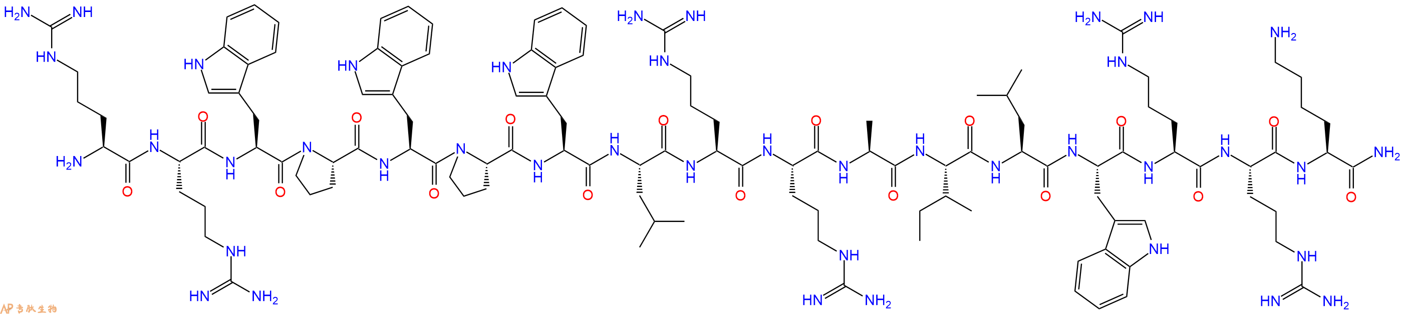 专肽生物产品H2N-Arg-Arg-Trp-Pro-Trp-Pro-Trp-Leu-Arg-Arg-Ala-Ile-Leu-Trp-Arg-Arg-Lys-CONH2