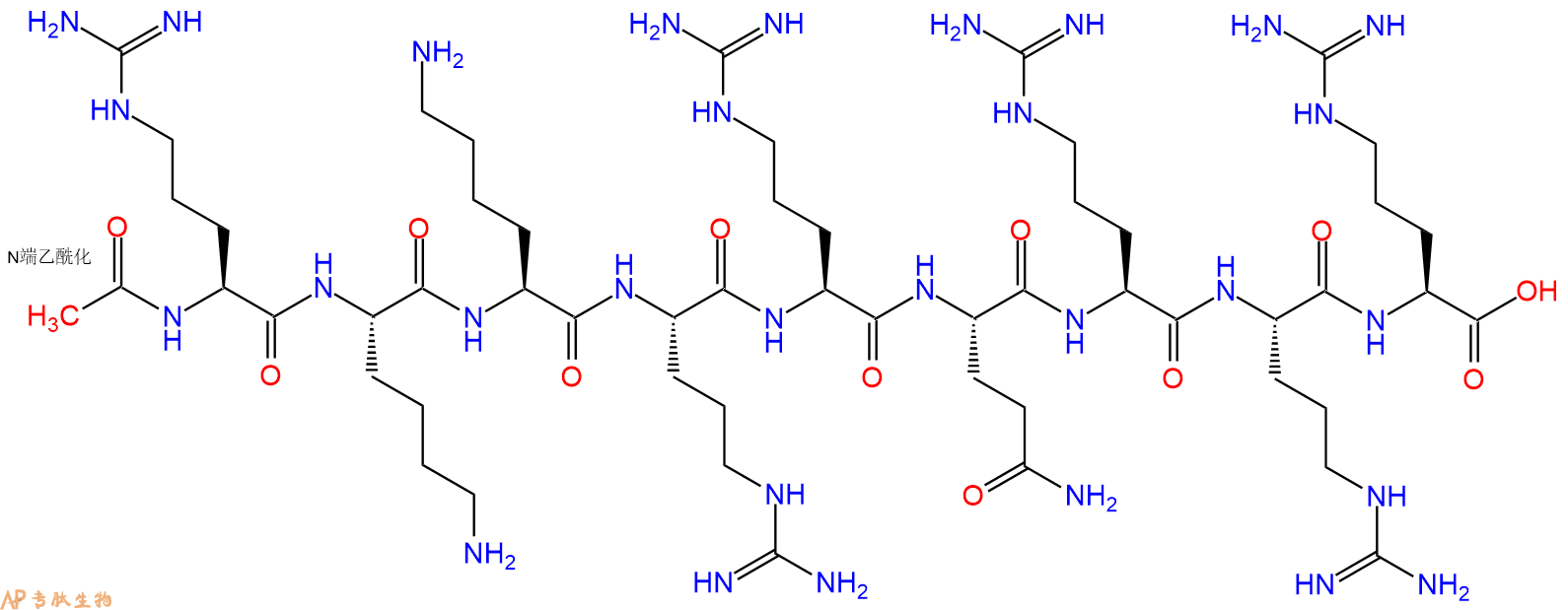 专肽生物产品Ac-Arg-Lys-Lys-Arg-Arg-Gln-Arg-Arg-Arg-OH