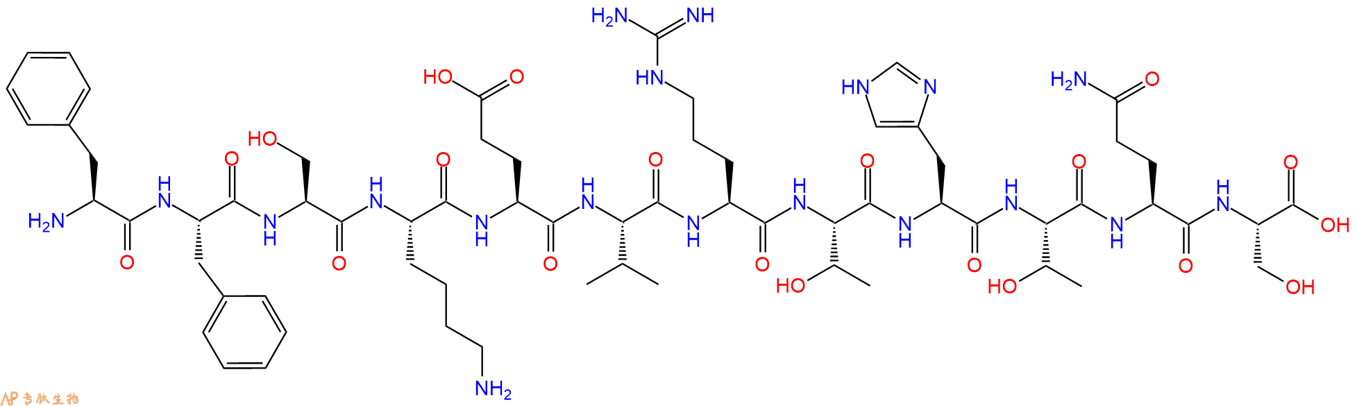 专肽生物产品H2N-Phe-Phe-Ser-Lys-Glu-Val-Arg-Thr-His-Thr-Gln-Ser-OH