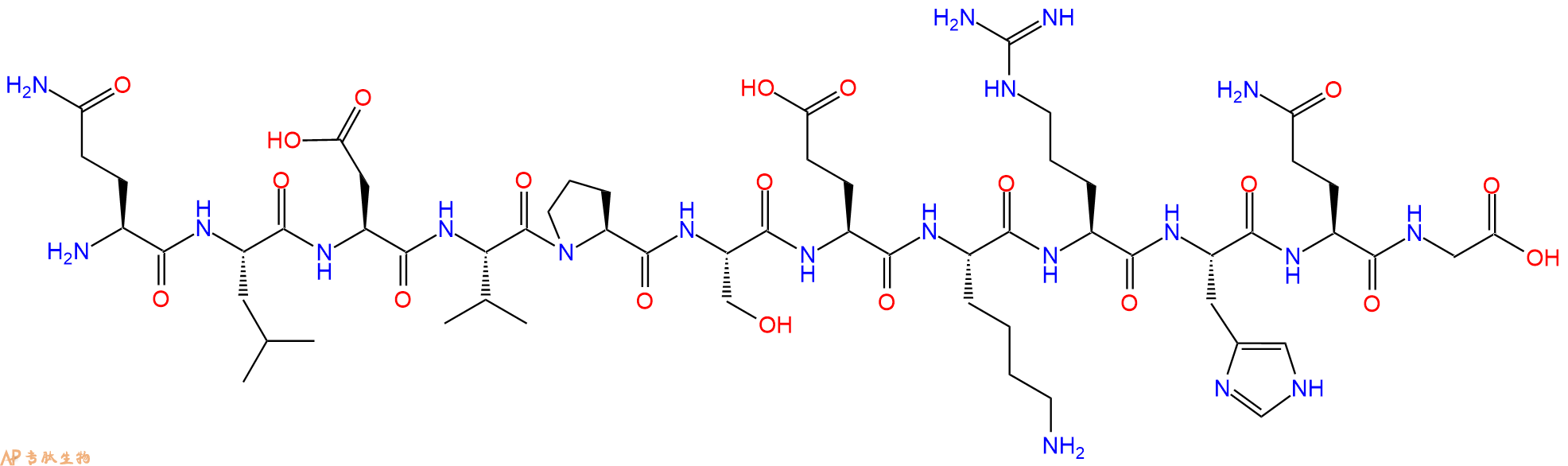 专肽生物产品H2N-Gln-Leu-Asp-Val-Pro-Ser-Glu-Lys-Arg-His-Gln-Gly-OH