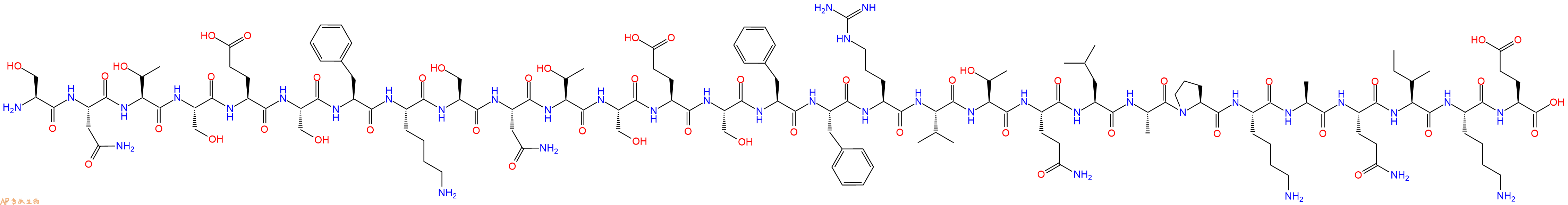专肽生物产品H2N-Ser-Asn-Thr-Ser-Glu-Ser-Phe-Lys-Ser-Asn-Thr-Ser-Glu-Ser-Phe-Phe-Arg-Val-Thr-Gln-Leu-Ala-Pro-Lys-Ala-Gln-Ile-Lys-Glu-OH
