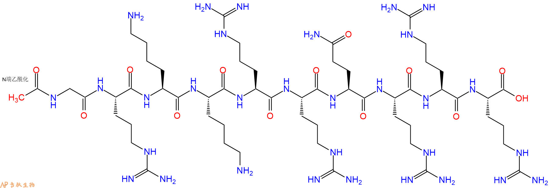 专肽生物产品Ac-Gly-Arg-Lys-Lys-Arg-Arg-Gln-Arg-Arg-Arg-OH