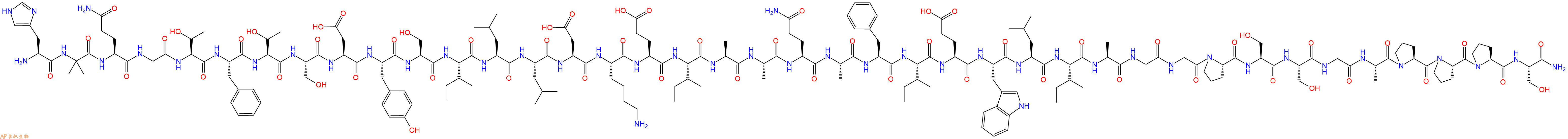专肽生物产品H2N-His-Aib-Gln-Gly-Thr-Phe-Thr-Ser-Asp-Tyr-Ser-Ile-Leu-Leu-Asp-Lys-Glu-Ile-Ala-Ala-Gln-Ala-Phe-Ile-Glu-Trp-Leu-Ile-Ala-Gly-Gly-Pro-Ser-Ser-Gly-Ala-Pro-Pro-Pro-Ser-CONH2