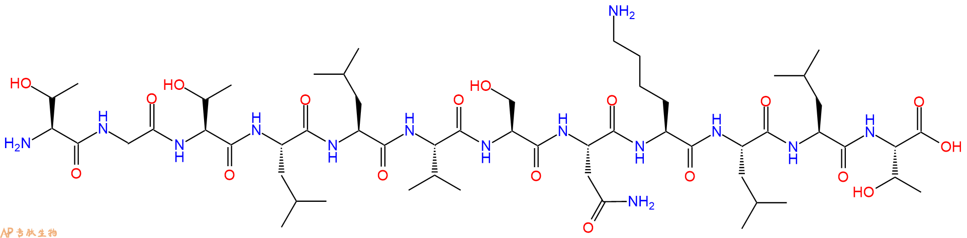 专肽生物产品H2N-Thr-Gly-Thr-Leu-Leu-Val-Ser-Asn-Lys-Leu-Leu-Thr-OH