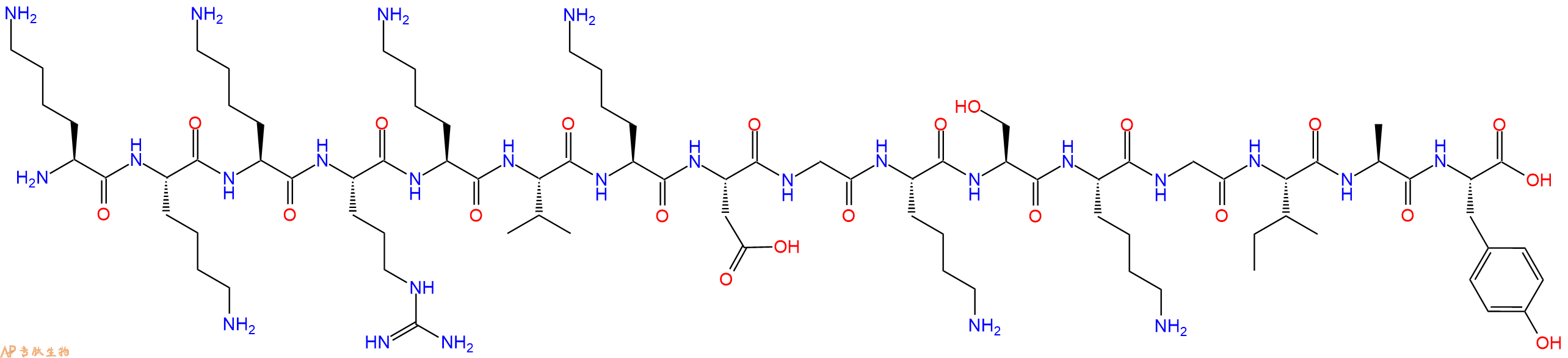 专肽生物产品H2N-Lys-Lys-Lys-Arg-Lys-Val-Lys-Asp-Gly-Lys-Ser-Lys-Gly-Ile-Ala-Tyr-OH