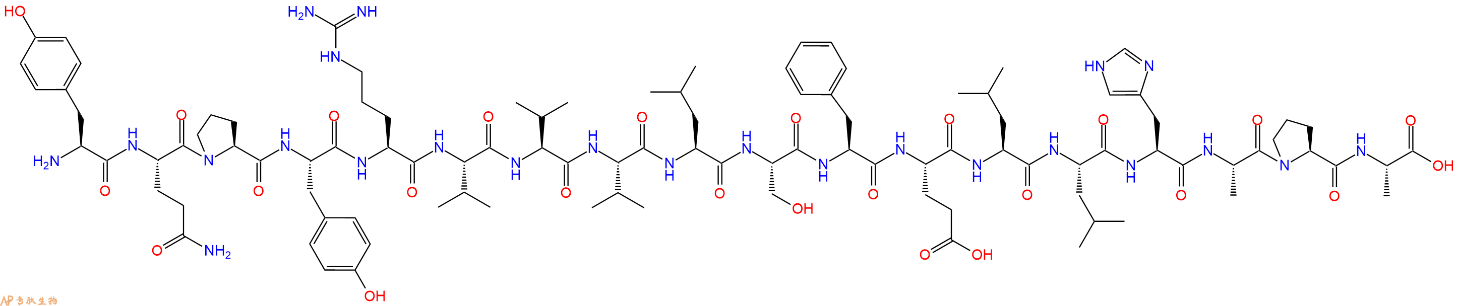 专肽生物产品H2N-Tyr-Gln-Pro-Tyr-Arg-Val-Val-Val-Leu-Ser-Phe-Glu-Leu-Leu-His-Ala-Pro-Ala-OH