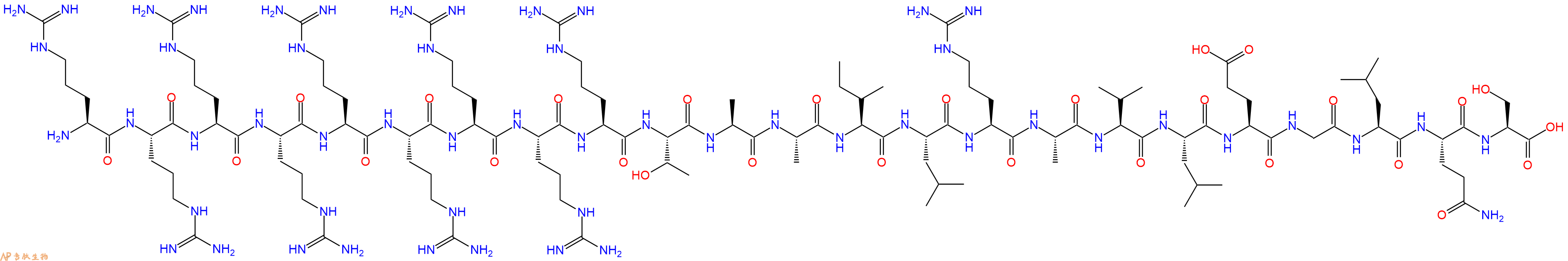 专肽生物产品H2N-Arg-Arg-Arg-Arg-Arg-Arg-Arg-Arg-Arg-Thr-Ala-Ala-Ile-Leu-Arg-Ala-Val-Leu-Glu-Gly-Leu-Gln-Ser-OH