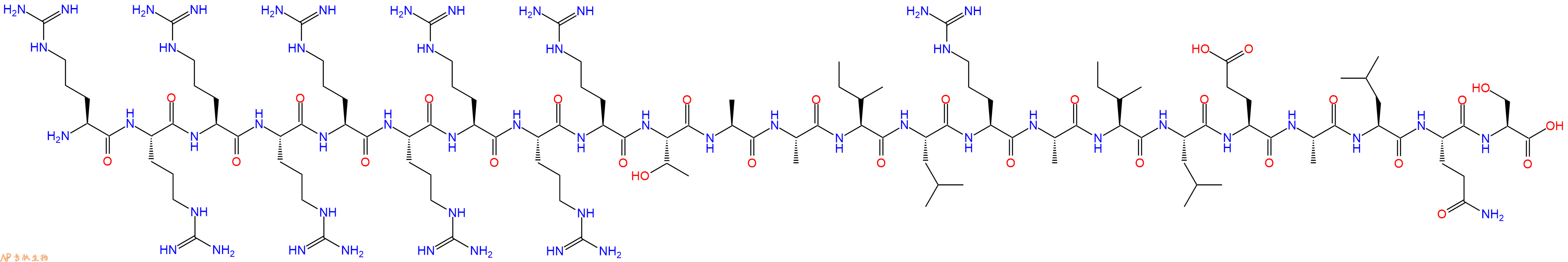 专肽生物产品H2N-Arg-Arg-Arg-Arg-Arg-Arg-Arg-Arg-Arg-Thr-Ala-Ala-Ile-Leu-Arg-Ala-Ile-Leu-Glu-Ala-Leu-Gln-Ser-OH
