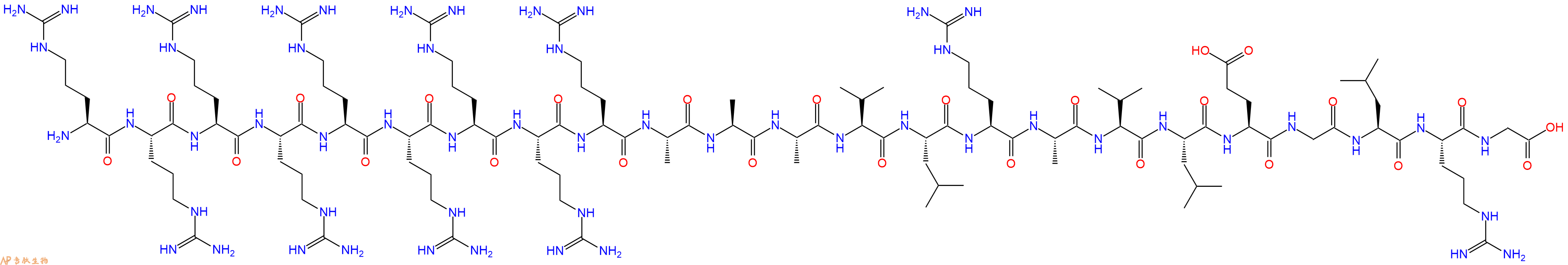 专肽生物产品H2N-Arg-Arg-Arg-Arg-Arg-Arg-Arg-Arg-Arg-Ala-Ala-Ala-Val-Leu-Arg-Ala-Val-Leu-Glu-Gly-Leu-Arg-Gly-OH